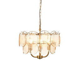 Luminosa Lighting Luminosa Thistle Pendant Ceiling Light Brushed Aged Brass Plate & Handmade Champagne Glass 3 X 7W Led E14 - thumbnail 1
