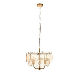 Luminosa Lighting Luminosa Thistle Pendant Ceiling Light Brushed Aged Brass Plate & Handmade Champagne Glass 3 X 7W Led E14 - thumbnail 6