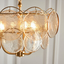 Luminosa Lighting Luminosa Thistle Pendant Ceiling Light Brushed Aged Brass Plate & Handmade Champagne Glass 3 X 7W Led E14 - thumbnail 5