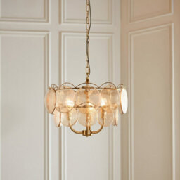 Luminosa Lighting Luminosa Thistle Pendant Ceiling Light Brushed Aged Brass Plate & Handmade Champagne Glass 3 X 7W Led E14 - thumbnail 4