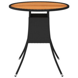 Walplus Garden Dining Table Black 70 Cm Poly Rattan And Solid Acacia Wood - thumbnail 2