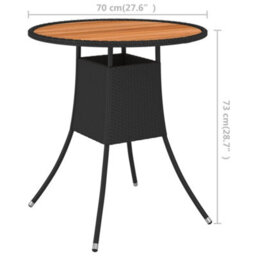 Walplus Garden Dining Table Black 70 Cm Poly Rattan And Solid Acacia Wood - thumbnail 5