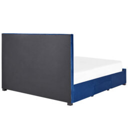 Beliani Bed With Storage Drawers Velvet Lievin 180 X 200 Cm (Eu Super King) Navy Blue - thumbnail 8