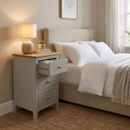 Fwstyle Pair Of 2 Ready Assembled Taberno 3 Drawer Bedside Chest Of Drawers Nightstands Sage Green (H) 58 (W) 34 (D) 35Cm - thumbnail 1