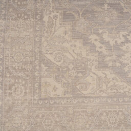 Loomed Oriental Design Cotton Chenille Rug Grey Beige Machine Washable 200Cm X 290Cm - thumbnail 9