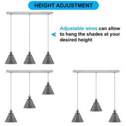 Long Life Lamps Company Vintage Industrial 3 Light Ceiling Pendant Lamp Mini Glass Sconce Smoked Grey Shades K403 - thumbnail 6
