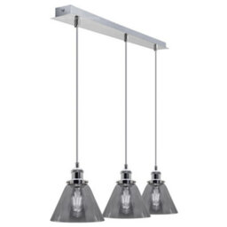 Long Life Lamps Company Vintage Industrial 3 Light Ceiling Pendant Lamp Mini Glass Sconce Smoked Grey Shades K403 - thumbnail 4
