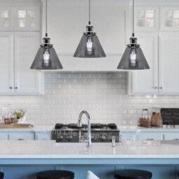 Long Life Lamps Company Vintage Industrial 3 Light Ceiling Pendant Lamp Mini Glass Sconce Smoked Grey Shades K403 - thumbnail 8