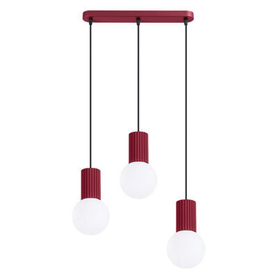 Sollux Lighting Halo Aluminum/glass Burgundy 3 Lights Modern Pendant Lamps - image 1