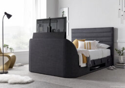 Europa Kaydian Appleby Tv Storage Bed Frame: Slate Grey Fabric Contemporary Design With Spacious Storage