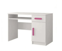 Arte Stylish White Computer Desk H760mm W1100mm D500mm - Pink Handles For Playful Study Spaces - thumbnail 1