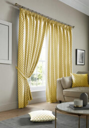 "Alan Symonds Cotswold Curtains Pencil Pleat Tape Top Fully Lined Ochre 46X90"""