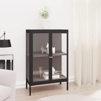 Berkfield Sideboard Black 75X35X105 Cm Steel And Glass - image 1