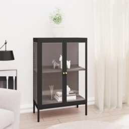 Berkfield Sideboard Black 75X35X105 Cm Steel And Glass