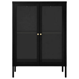 Berkfield Sideboard Black 75X35X105 Cm Steel And Glass - thumbnail 3