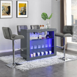 Furniture in Fashion Fiesta High Gloss Bar Table Unit In Grey With Led Lighting - thumbnail 9