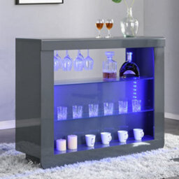 Furniture in Fashion Fiesta High Gloss Bar Table Unit In Grey With Led Lighting - thumbnail 1