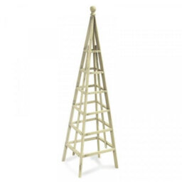Wooden Garden Obelisk - Triangular Outdoor Support Structure Climbing Plant & Vegetable Trellis - H190 X 43Cm Diameter, Sage - thumbnail 2