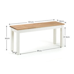 Oakham Premium Oakridge Bench In Ivory And Oak - thumbnail 5
