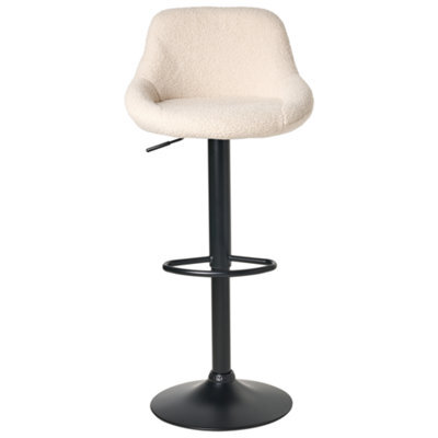 Wyld And Coco Luxehome Boucle Bar Stools Set Of 2 Light Beige, Black Legs, Adjustable Height & Swivel - image 1