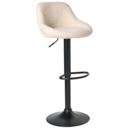 Wyld And Coco Luxehome Boucle Bar Stools Set Of 2 Light Beige, Black Legs, Adjustable Height & Swivel - thumbnail 5