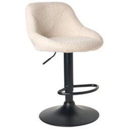 Wyld And Coco Luxehome Boucle Bar Stools Set Of 2 Light Beige, Black Legs, Adjustable Height & Swivel - thumbnail 6