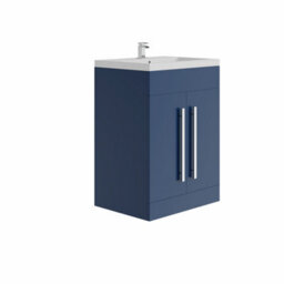 Rinse Bathrooms 600mm Painted Free Standing Vanity Unit With Basin Sink Cabinet Unit Bathroom Storage Units Matte Blue - thumbnail 2
