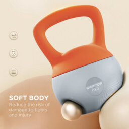 (6Kg, Soft, Orange And Grey) Sportnow Kettlebell With Non-Slip Handle - thumbnail 4