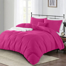 Ameha Plain 3-Piece Duvet Pink Quilt Cover Breathable Microfiber Reversible King Set With Pillowcase 230 X 220 Cm - thumbnail 4