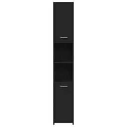 Berkfield Sturdy Bathroom Cabinet Black 30X30X183.5 Cm Engineered Wood - thumbnail 6