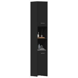 Berkfield Sturdy Bathroom Cabinet Black 30X30X183.5 Cm Engineered Wood - thumbnail 4