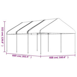 Walplus Gazebo With Roof White 6.69X4.08X3.22 M Polyethylene - thumbnail 5