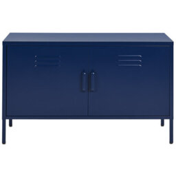 Wyld And Coco Navy Two-Door Steel Sideboard For Home Office, W100 X D40 X H65Cm - thumbnail 1