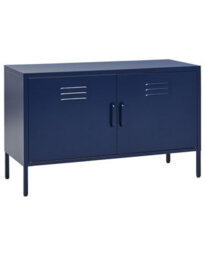 Wyld And Coco Navy Two-Door Steel Sideboard For Home Office, W100 X D40 X H65Cm - thumbnail 3