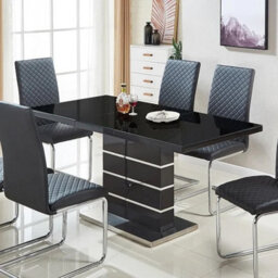 Furniture in Fashion Parini Extending Black High Gloss Dining Table 6 Black Chairs - thumbnail 3