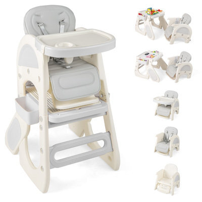 Gainoom Convertible Baby High Chair Grey Baby Feeding Chair W/ Double-Layer Tray - image 1