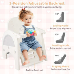Gainoom Convertible Baby High Chair Grey Baby Feeding Chair W/ Double-Layer Tray - thumbnail 9