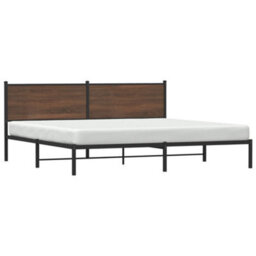 Berkfield Metal Bed Frame Without Mattress Brown Oak 200X200 Cm - thumbnail 3
