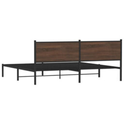 Berkfield Metal Bed Frame Without Mattress Brown Oak 200X200 Cm - thumbnail 7
