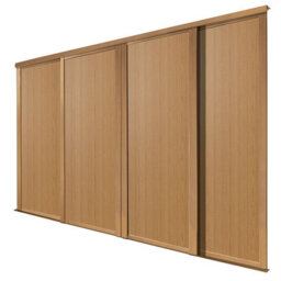 Spacepro Shaker Classic Panel Shaker Non-Mirrored Matt Oak Effect 4 Door Sliding Wardrobe Door Kit (H)2220mm (W)762mm - thumbnail 1