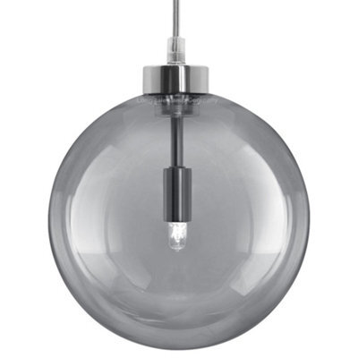 Long Life Lamps Company Modern Vintage Ceiling Smoked Grey Globe Pendant Light M0211 - image 1