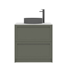 Royal Bathrooms Royal Bathroom Elmore 800mm Matt Green Freestanding Countertop Bathroom Vanity Unit 2 Drawer With Art Round Basin - thumbnail 7