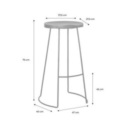 Sweeek. Pair Of Industrial Metal And Wooden Bar Stools Jaya Natural 44X36X75 Cm - thumbnail 8