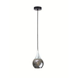 Luminosa Lighting Luminosa Lacrima Dome Pendant Ceiling Light Black, Silver Smoky Glass Shade 1X E27 - thumbnail 1