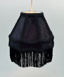 K Living Stunning Black Traditional Velvet Lamp Shade With Tassels 12Inch - thumbnail 4