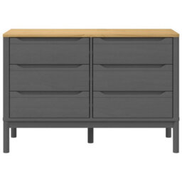 Berkfield Chest Of Drawers Floro Grey Solid Wood Pine - thumbnail 5