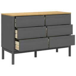 Berkfield Chest Of Drawers Floro Grey Solid Wood Pine - thumbnail 8