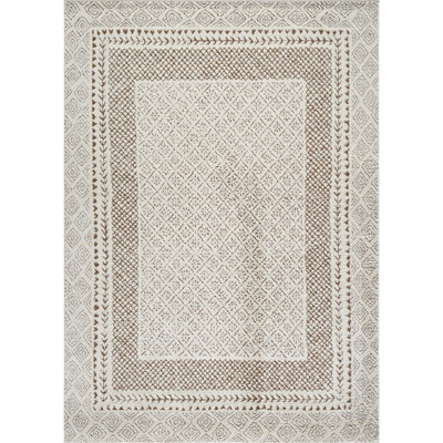 Livabliss Freud-Modern Ivory Brown High Pile Living Dining Bedroom Rug 140 X 200 Cm Easy Care, Non Shedding - image 1