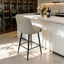 Light Khaki & Creamy White Adjustable Bar Stools Set Of 2 Retro Swivel Kitchen Stools With Back - thumbnail 5