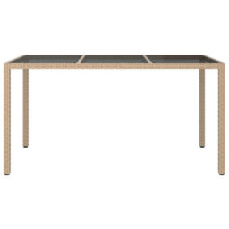 Walplus Garden Table 150X90X75 Cm Tempered Glass And Poly Rattan Beige - thumbnail 3